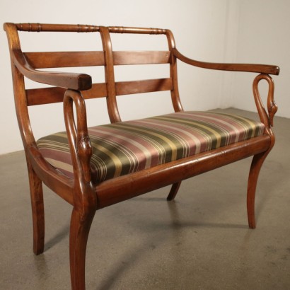 Empire Small Bench Walnut Italy Early 19th Century