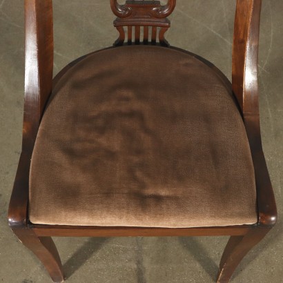 Set of Six Gondola Chairs Walnut Italy First Half of 1900s