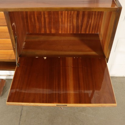 Bookcase Mahogany Veneer Metal Vintage Italy 1950s-1960s