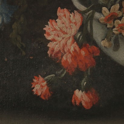 Nature Morte Fleurs et Perroquet Huile sur Toile Début '700