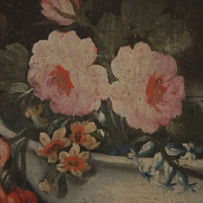 Nature Morte Fleurs et Perroquet Huile sur Toile Début '700