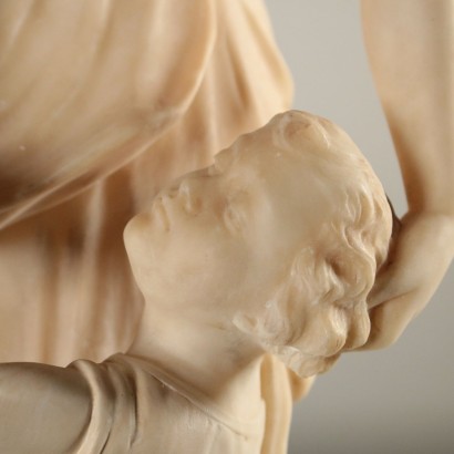 Alabaster Statue Woman with Child Art Nouveau Italy