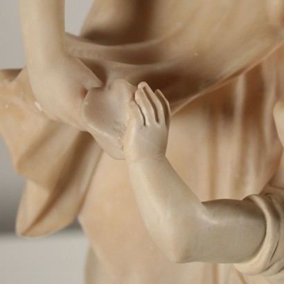 Alabaster Statue Woman with Child Art Nouveau Italy