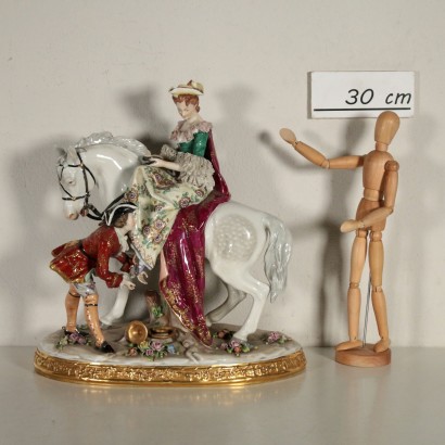 Porcelain Sculpture Noble and Dame 20th Century