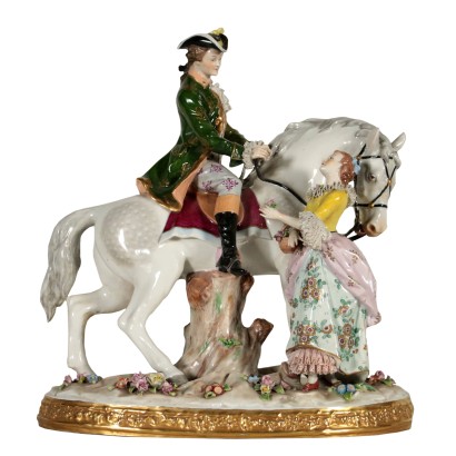 Porcelain Sculpture Galant Scene 20th Century