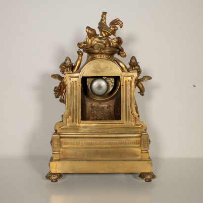 Bronze Mantel Clock Villard A Paris France 19th Century