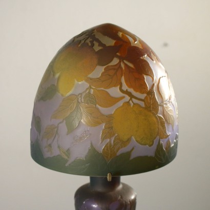 Lampe en Style Gallé Verre polychrome France '900