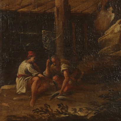 Landscape with Figures Oil Painting on Canvas 17th Century