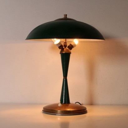 Table Lamp Lacquered Aluminium Brass Vintage Italy 1940s-1950s