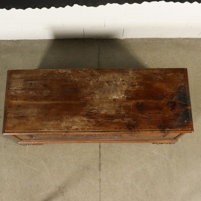 Storage Bench Walnut Manufactured in Italy 18th Century