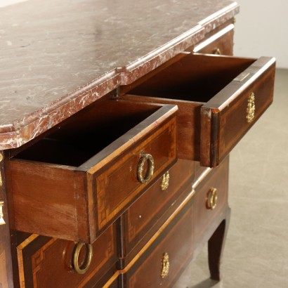 Revival Chest of Drawers Marble France Late 1800s