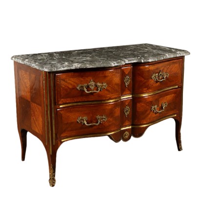 Elegant Commode Acajou Marbre Bronze France Moitié '700