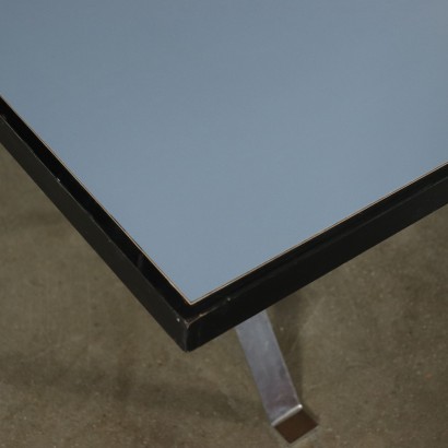 Petite Table Bois Formica Métal chromé Italie Années 70-80