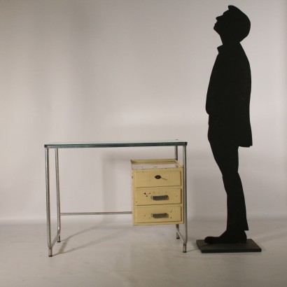 Bureau Métal laqué Aluminium Verre Fabriqué en Italie Années 60