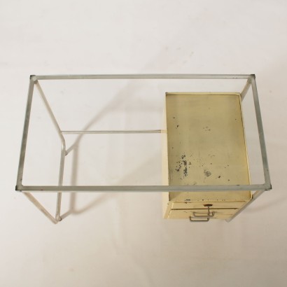 Bürotisch Metall Aluminium Glas Vintage Italien 60er Jahre