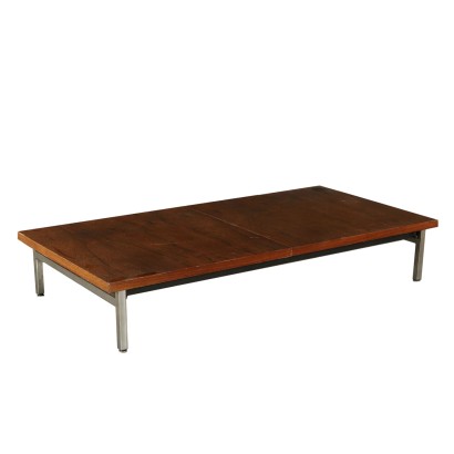 Petite Table Métal chromé Bois plaqué Palissandre Italie Années 60