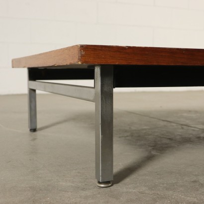 Coffee Table Rosewood Veneer Metal Vintage Italy 1960s