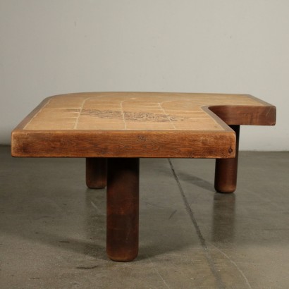 Petite Table Bois Céramique Fabriqué en Italie Années 80