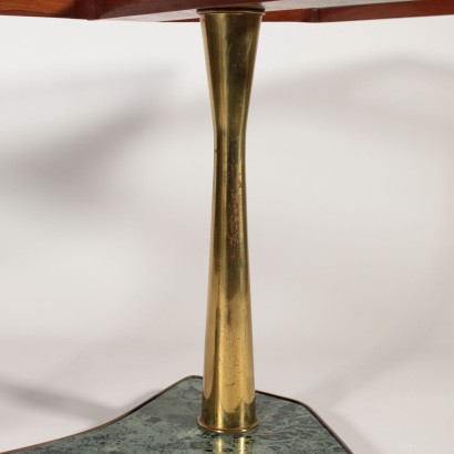 Table Mahogany Glass Marble Vintage Italy 1950s