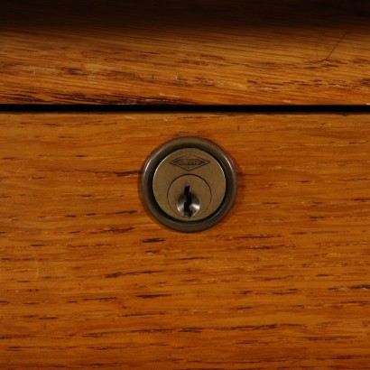 Desk Oak Veneer Vinylic Material Vintage Italy 1940s