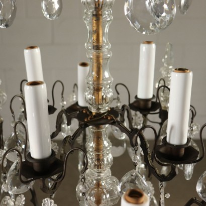 Bronze Crystal Chandelier Italy Early 20th Century