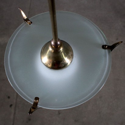 Ceiling Lamp Brass Glass Vintage Italy 1950s