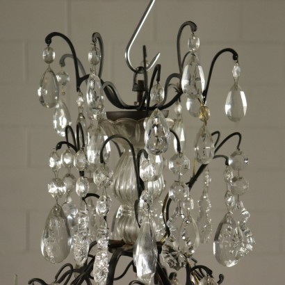 Bronze Chandelier Crystal Pendants Italy 20th Century