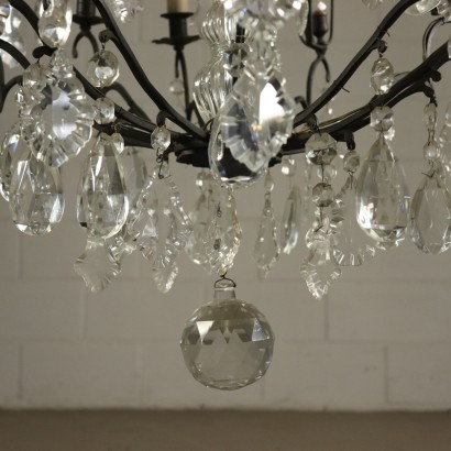 Bronze Chandelier Crystal Pendants Italy 20th Century