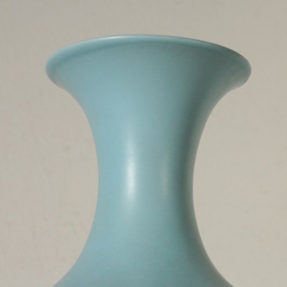 Ceramic Vase Light Blue Lacquer Laveno Italy 1950s