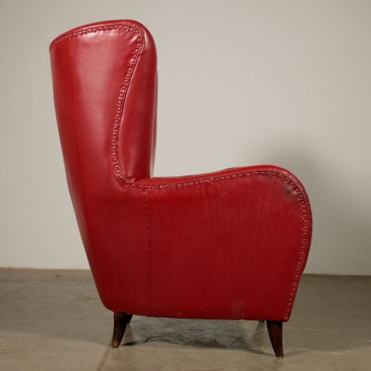 Armchair Springs Foam Leatherette Vintage Italy 1950s