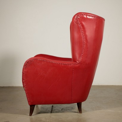 Armchair Springs Foam Leatherette Vintage Italy 1950s