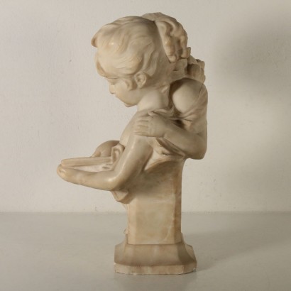 White Marble Statue Young Children Late 1800s