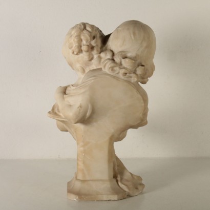 White Marble Statue Young Children Late 1800s