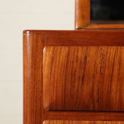 Chest with Mirror Teak Veneer Brass Vintage Italy 1950s