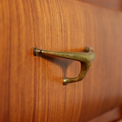 Chest with Mirror Teak Veneer Brass Vintage Italy 1950s