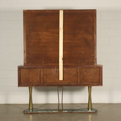 Chest with Mirror Teak Veneer Brass Vintage Italy 1950s