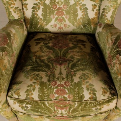Bergere Armchair Velvet Feather Cushion Vintage Italy 1950s