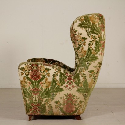 Fauteuil Bergère Ressorts Plume Velours ciselé Italie Années 50