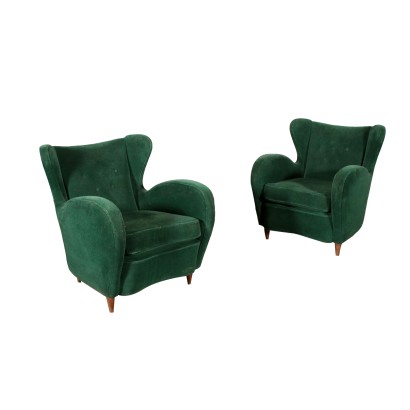 Paar Sessel Samt Vintage Italien 50er Jahre