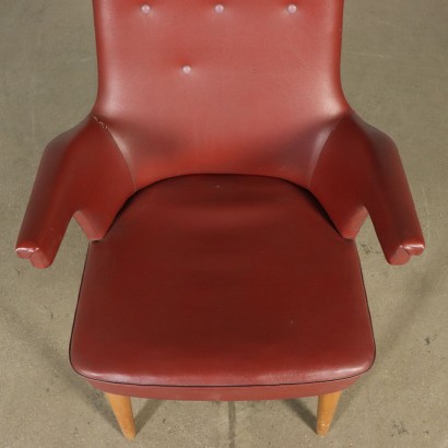 Chair Foam Padding Leatherette Vintage Italy 1950s