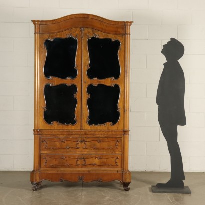 Small Wardrobe with Mirrors Walnut Italy First Half of 1900s