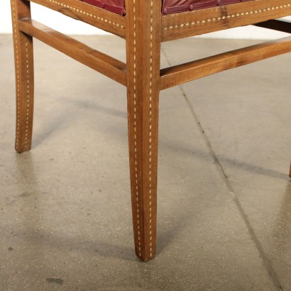 Pair of Chairs and Armchair Maple Walnut Italy 20th Century