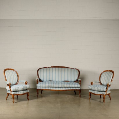 Pair of Serpentine Armchairs Italy Mid 19th Century