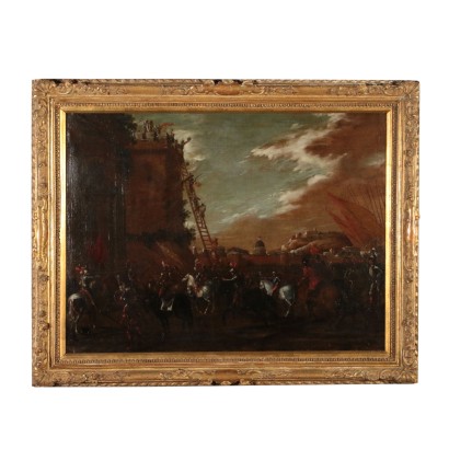 Siege Scene Carlo Coppola Setting of Oil Painting 17th Century