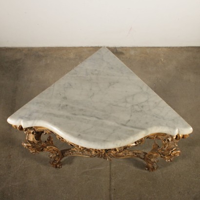 Corner Console Table Marble Top Italy Mid 1700s