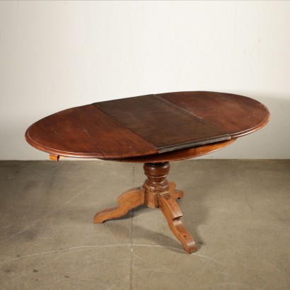 Elliptical Extending Table Walnut Cherry Italy Mid 1800s