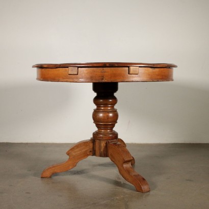 Elliptical Extending Table Walnut Cherry Italy Mid 1800s