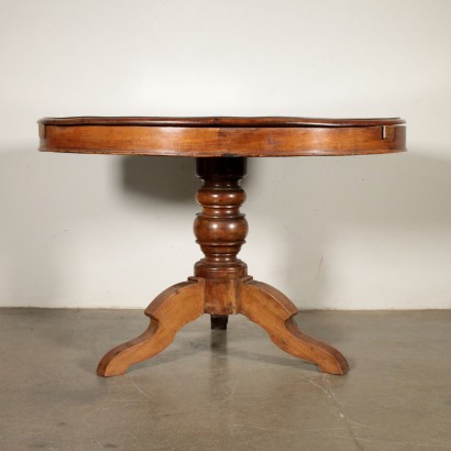 Elliptical Extending Table Walnut Cherry Italy Mid 1800s