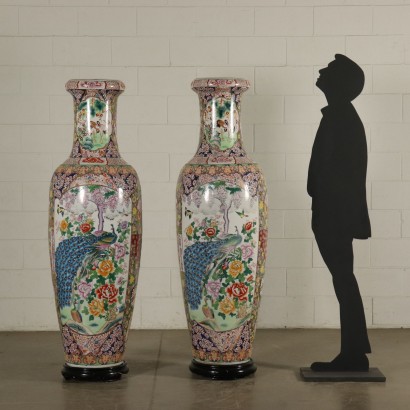Grands Vases Porcelaine Bois ébonisé Chine '900