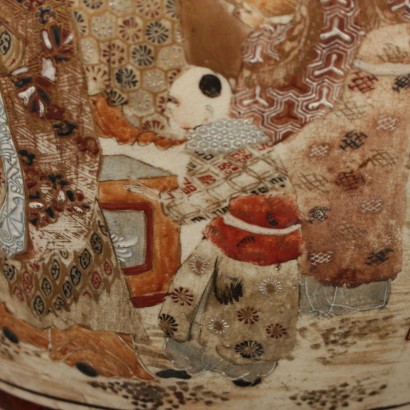 Große Satsumac Keramik Cacchepot Japan 20. Jahrhundert.